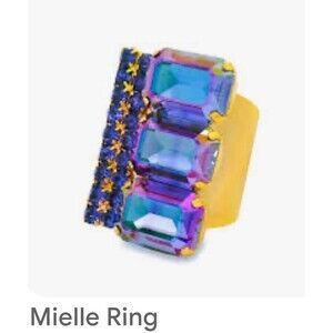 TOVA ring Mielle ring adjustable womens ring antique gold plated brass crystals
